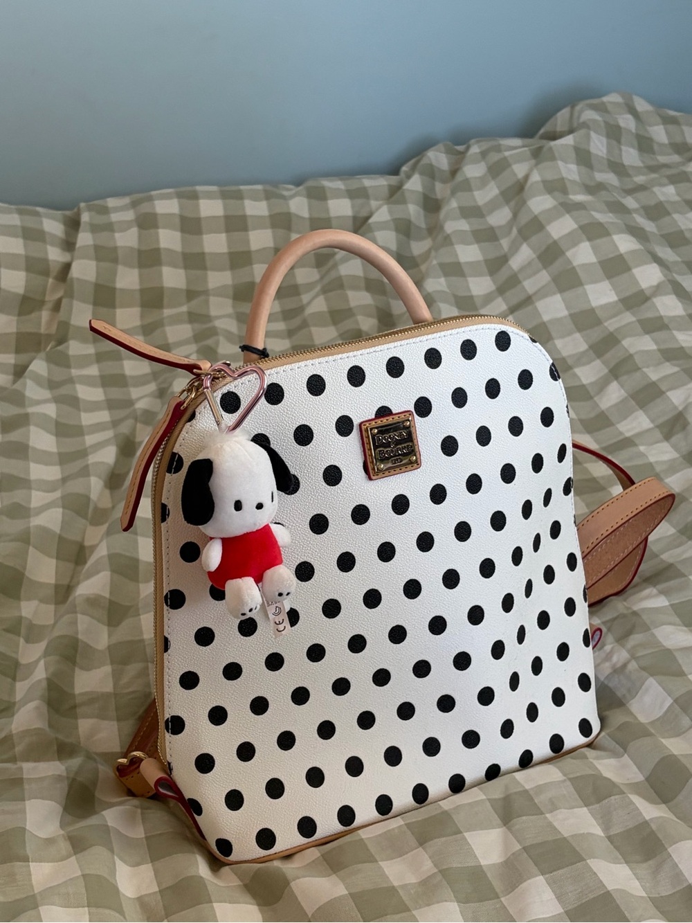 Dooney & Bourke zip pod polka dot backpack